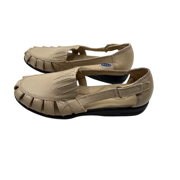 Dr. Scholl's Size 10 Leather Comfortable Beige Loafers Cut-Out Design Cushioned - Picture 9 of 13